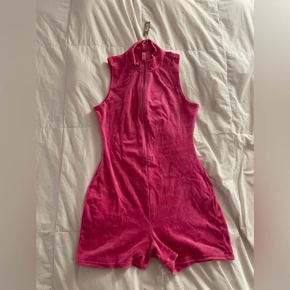 HOT PINK SKIMS VELOUR ROMPER (sold out)